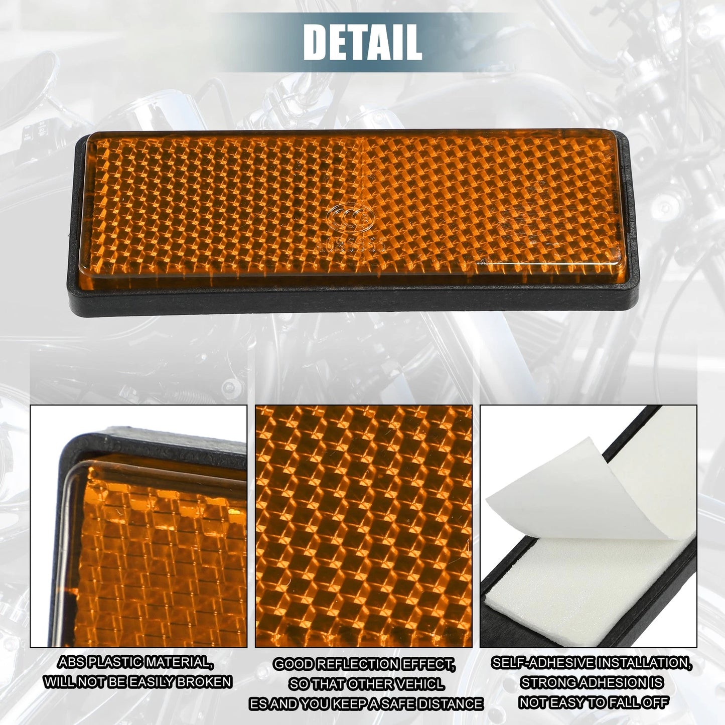 10 Pcs / Universal Self Adhesive Safety Spoke Reflective for Motorcycle Orange