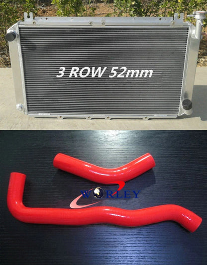 3 Row Aluminum Radiator + Blue Hose for Nissan GQ Patrol Y60 (1997-1999)