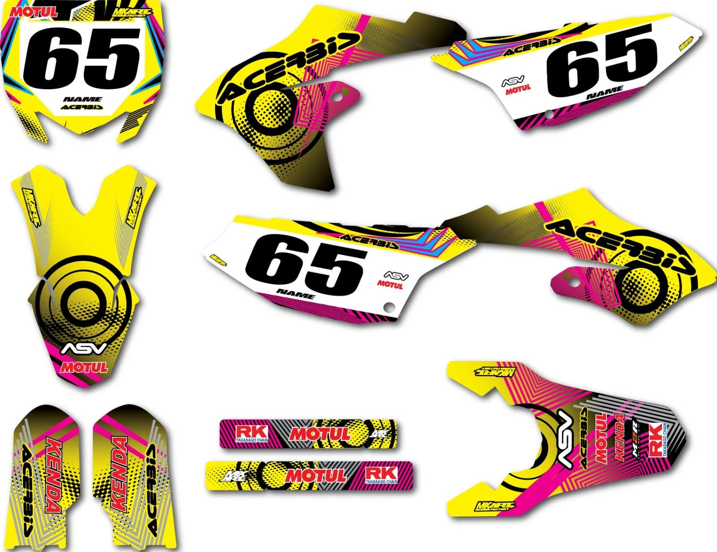 Neon Style Full Sticker Kit Decals for Yamaha YZ 65