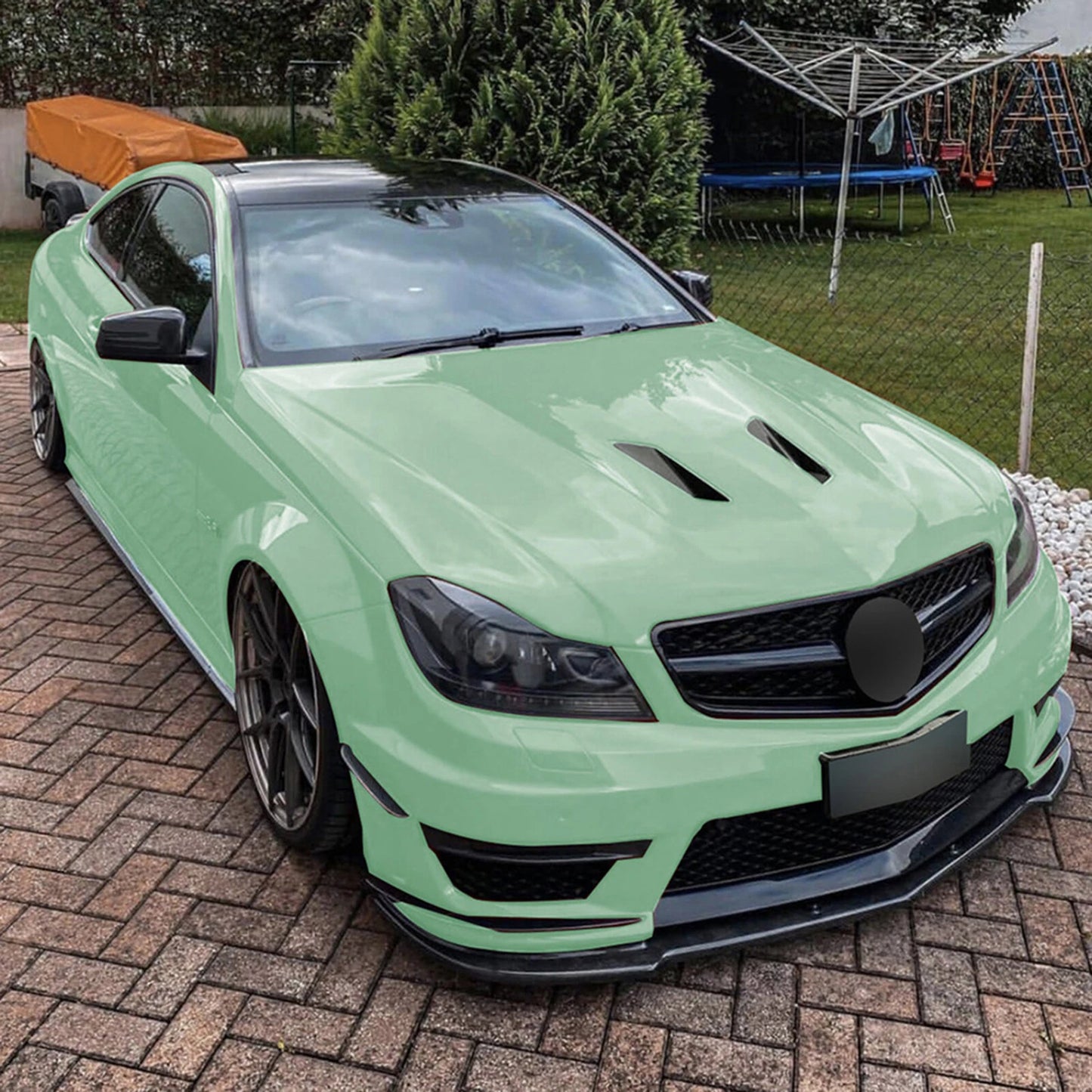 Gloss Black Front Spoiler Lip for Benz C Class C63 AMG (2011-2014)