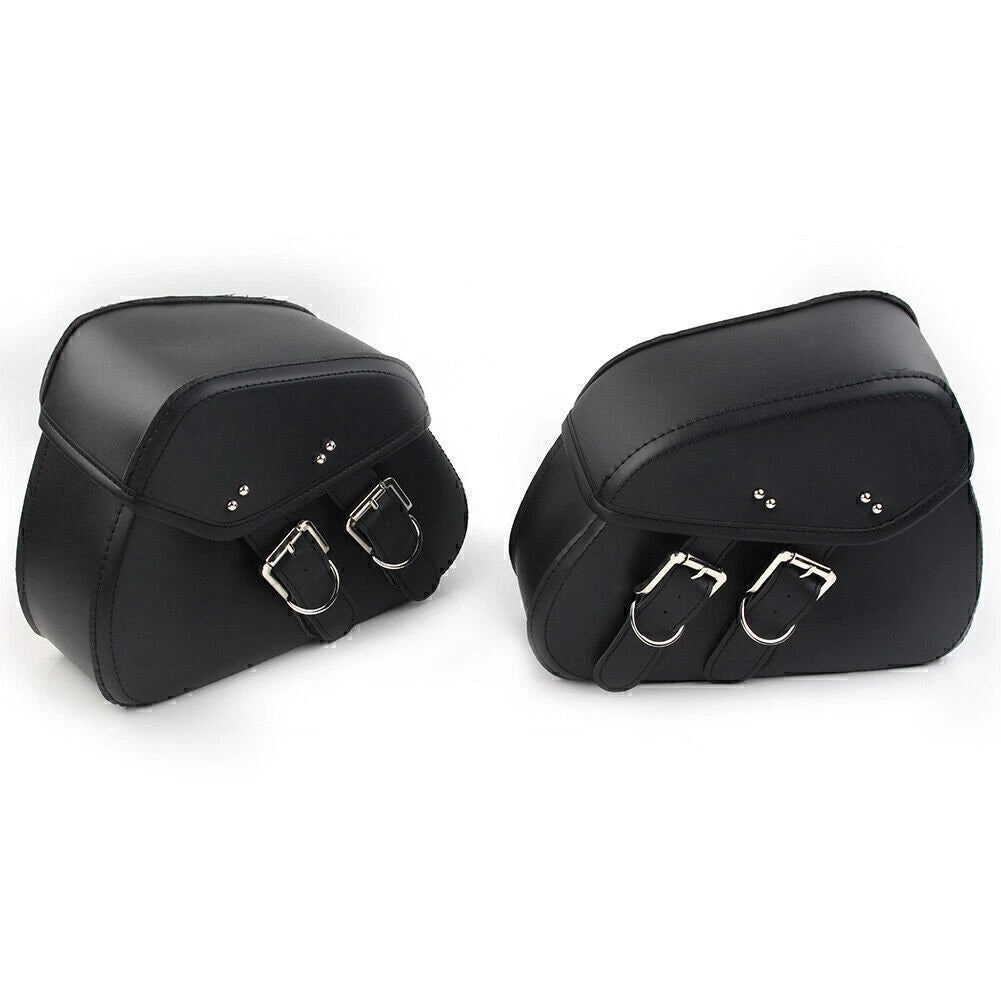 Black PU Leather Saddle Bags for Harley Sportster Dyna (2004-2023)