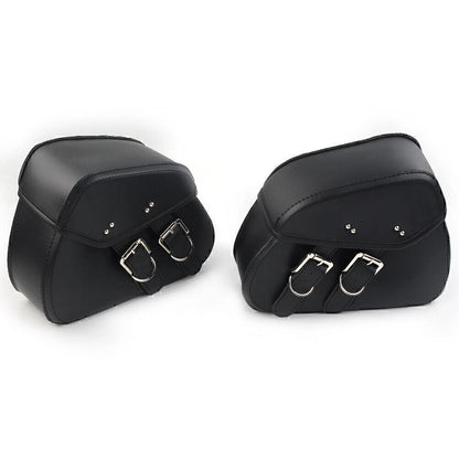 Black PU Leather Saddle Bags for Harley Sportster Dyna (2004-2023)