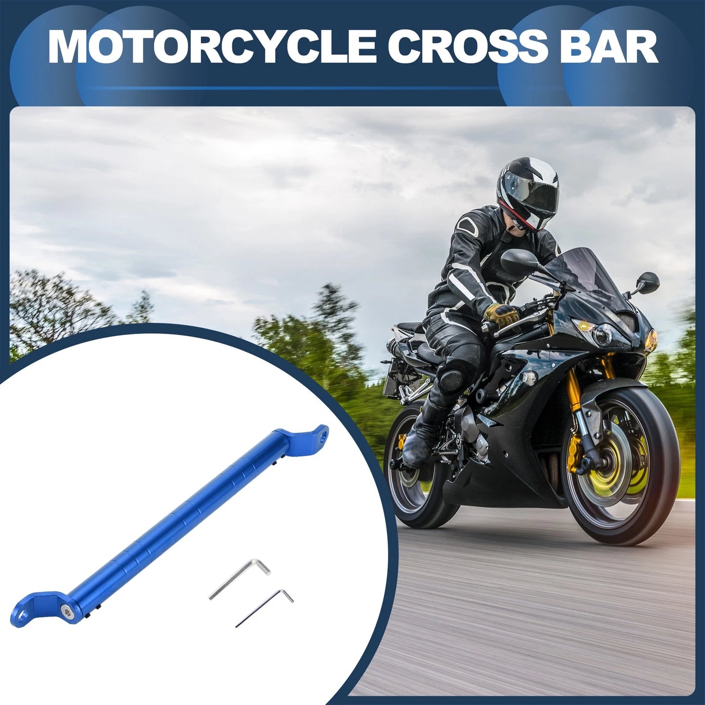 Cross Bar / 34cm / Mirror mount for Motorcycle Handlebar Blue