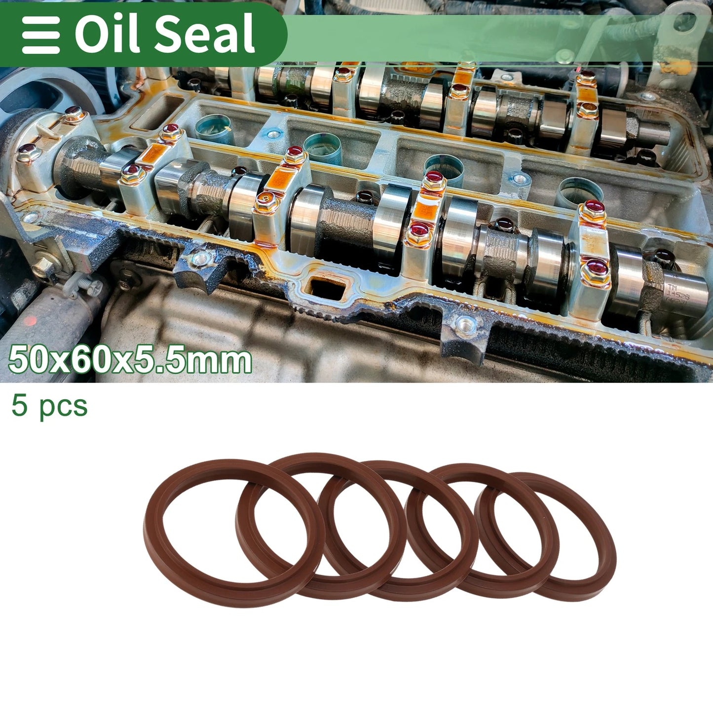 Oil Seal / 50x60x5.5mm Brown 5 pcs / Seal for Make Model