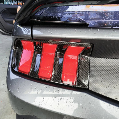 Gloss Carbon Fiber Tail Light Lamp Cover Trim for Ford Mustang Dark Horse 2024+