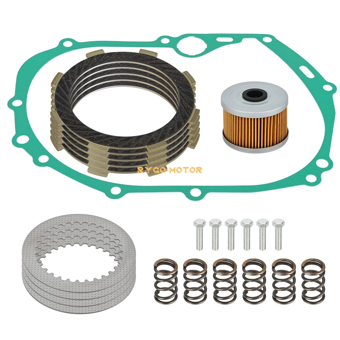 3x Clutch Gasket&Friction Plates&Oil Filter for Kawasaki KLX110(2002–2024)