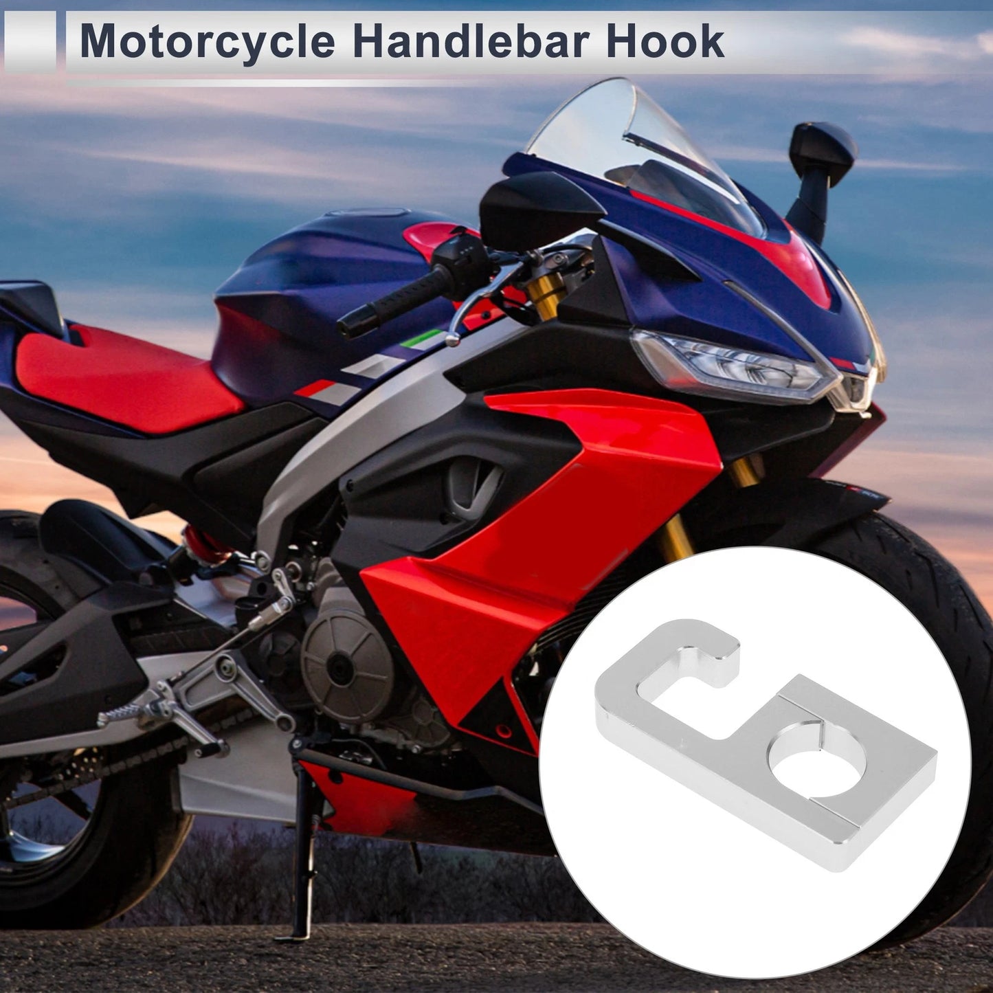 Square Aluminum Alloy Motorcycle Hanging Hook 1 Set Silver Tone 74mm Length