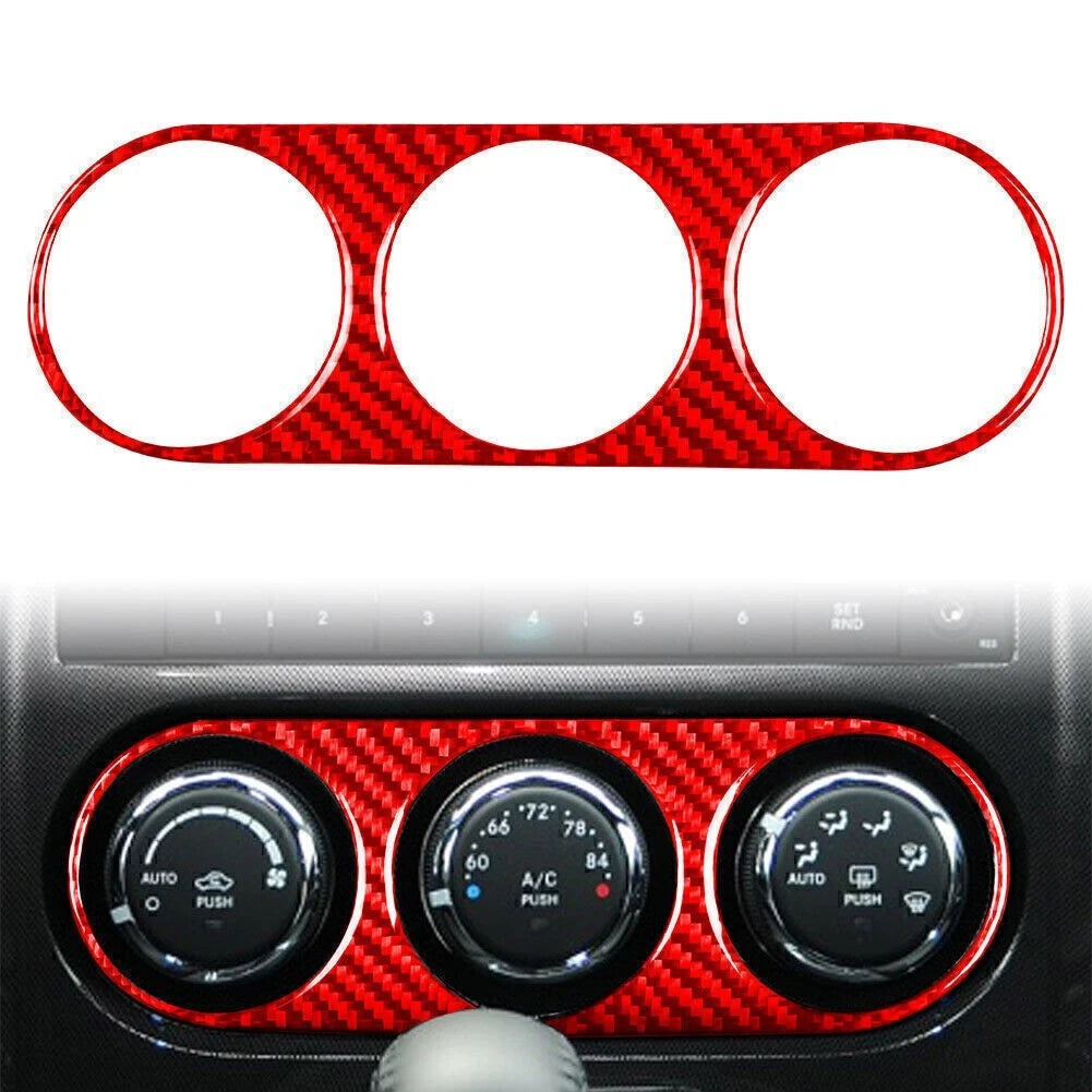 Red Carbon Fiber Air Conditioning Switch Panel Cover for Dodge Challenger (08-14)