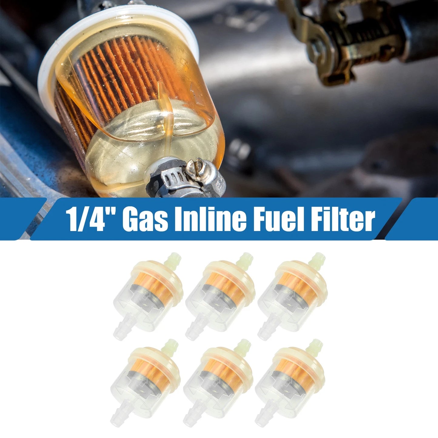 6pcs / 1/4 Inch / Gas Inline Fuel Filter for Motorcycle ATV