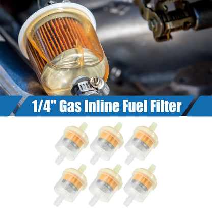 6pcs / 1/4 Inch / Gas Inline Fuel Filter for Motorcycle ATV