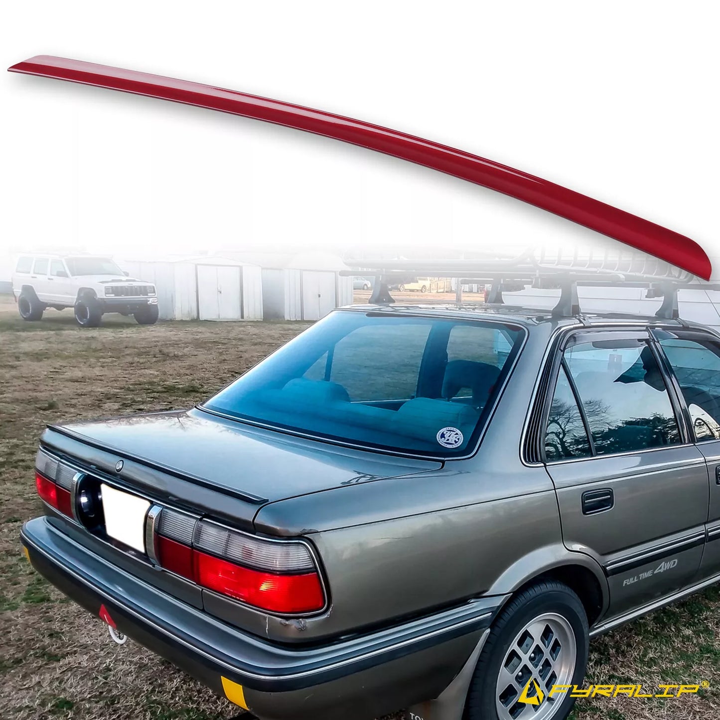 3H4 Red Boot Lip Spoiler for Toyota Corolla E90 Sedan (1987-1992)