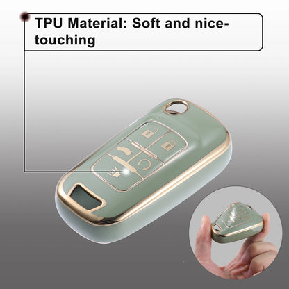 TPU Smart Key Fob Cover Kit Gold Tone Green for Chevrolet Equinox Camaro Cruze