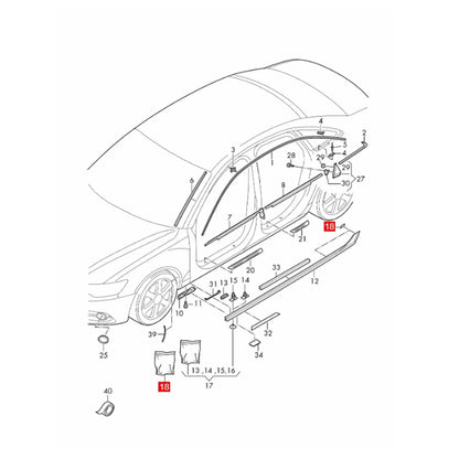 Side Skirt Attachment Clips for Audi A6 (2012-2014)