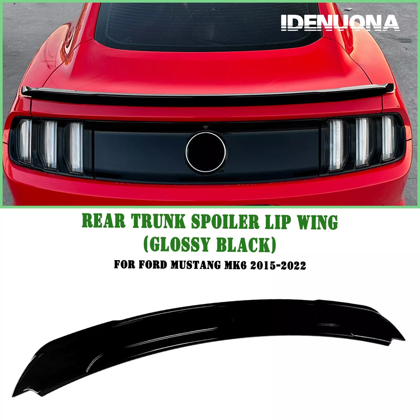 1x Gloss Black Rear Boot Spoiler Lip for Ford Mustang (2015-2022)