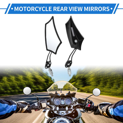 Motorcycle Rear View Mirrors Prismatic Shape Handlebar Mirrors Black