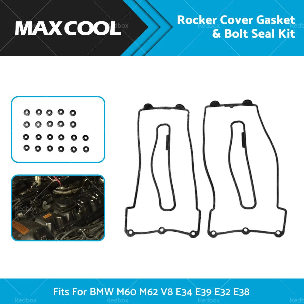 Rocker Cover Gasket & Bolt Seal for BMW M60 M62 V8 E34 E39 E32 E38 (1992-2003)