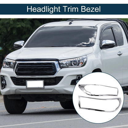Front Headlight Trim Bezel  for Toyota HILUX REVO (2015-2017) Silver Tone