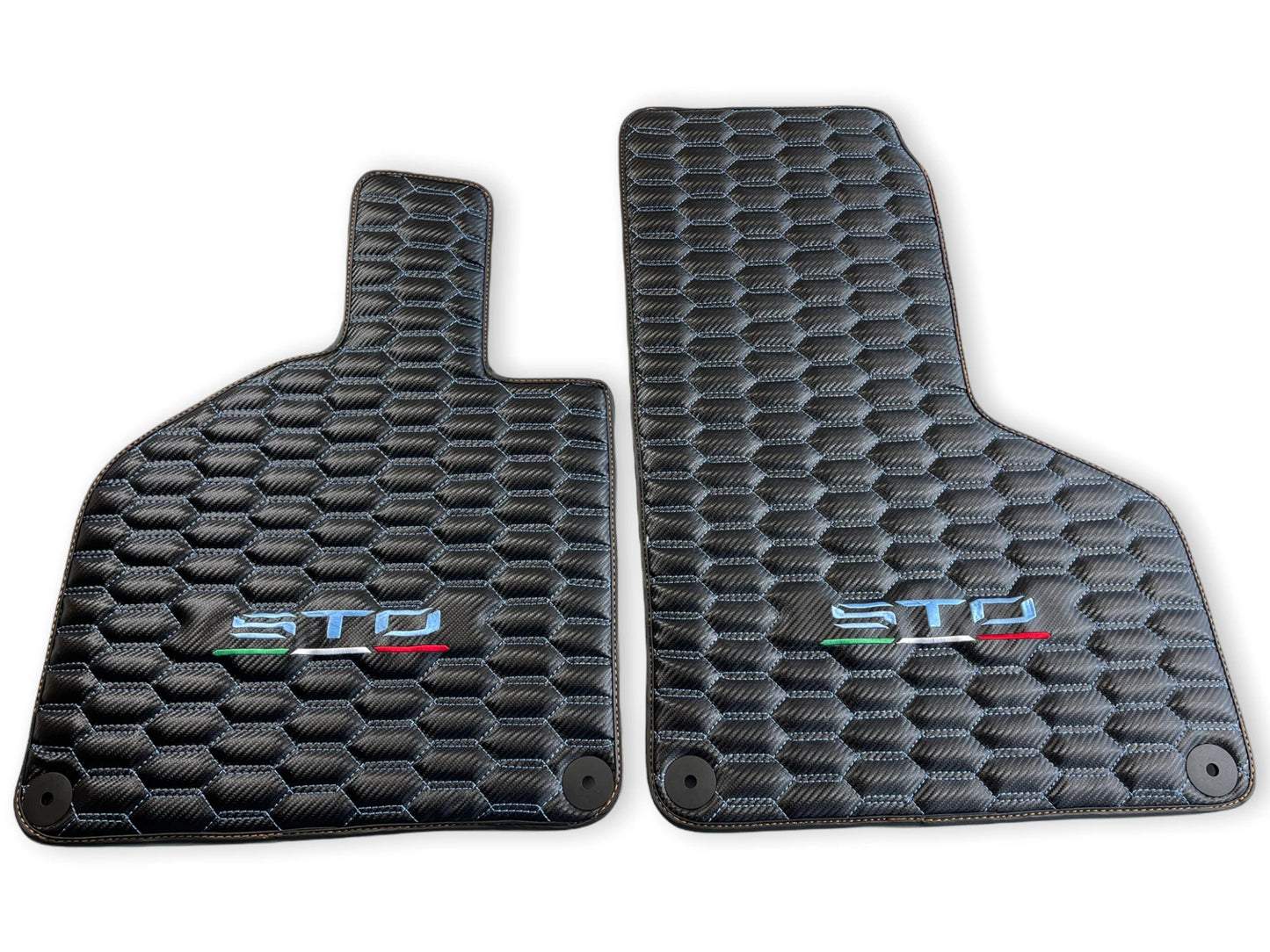 Floor Mats for Lamborghini Huracan STO Coupe Real Leather Blue Stitching