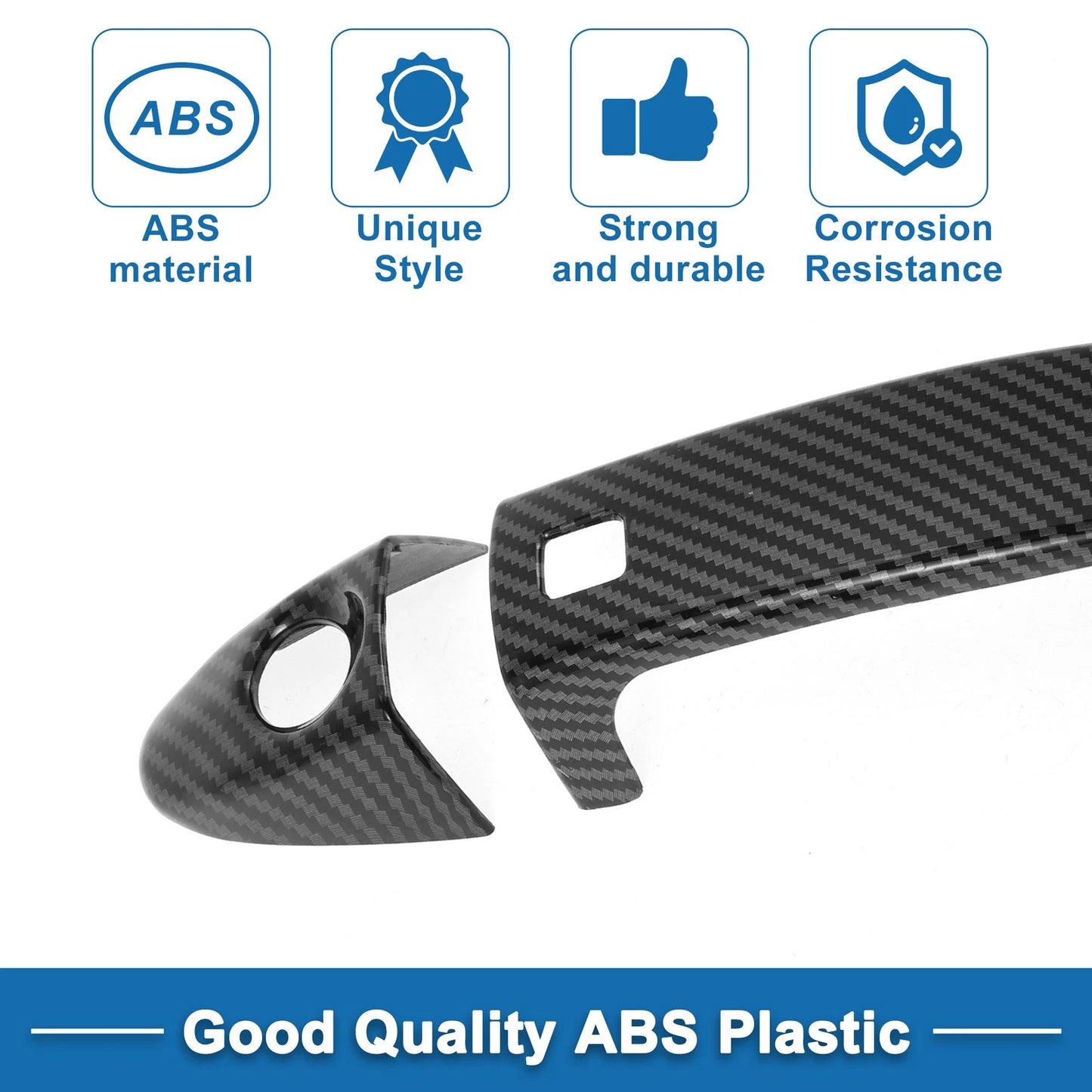 Carbon Fiber Black Door Handle Cover Trim for Ford Fiesta (2011-2019)