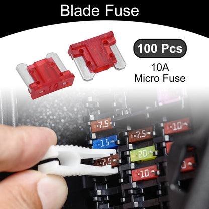 Micro Fuse 10A Blade Fuse 100 Pcs for Car Boat Truck RV Motorcycle