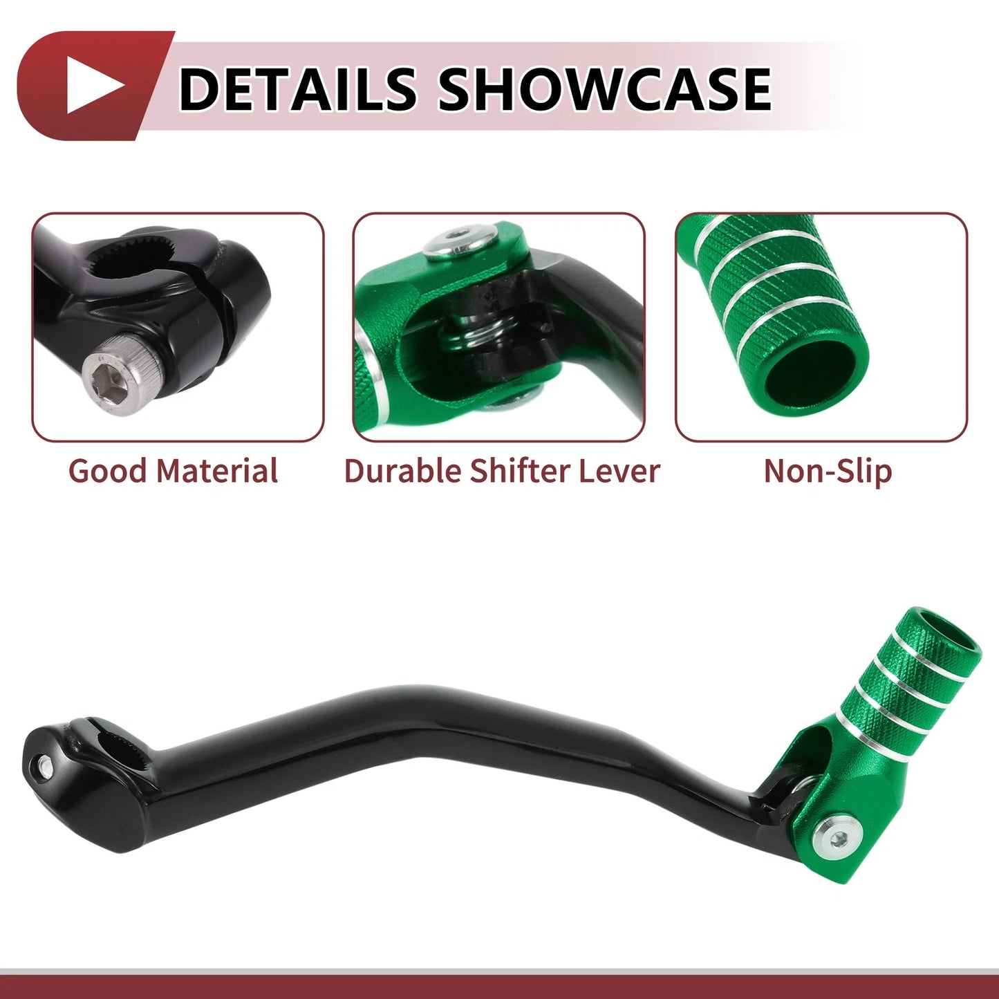 Folding Gear Shifter Lever Black/Green for Yamaha YZ125 (2005–2020)