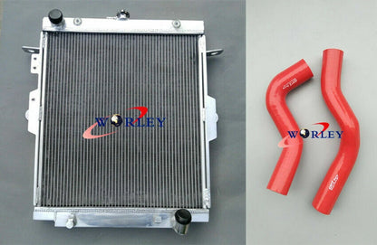 Alloy Radiator + Red Hose for Toyota Landcruiser HDJ78 HDJ79 HZJ78 HZJ79 (1990-2007)