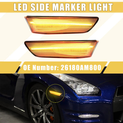 1 Pair Front LED Side Marker Light for Infiniti Amber Light Clear