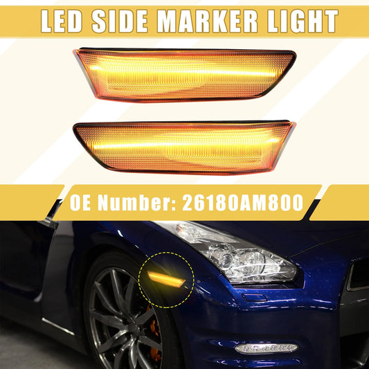 1 Pair Front LED Side Marker Light for Infiniti Amber Light Clear
