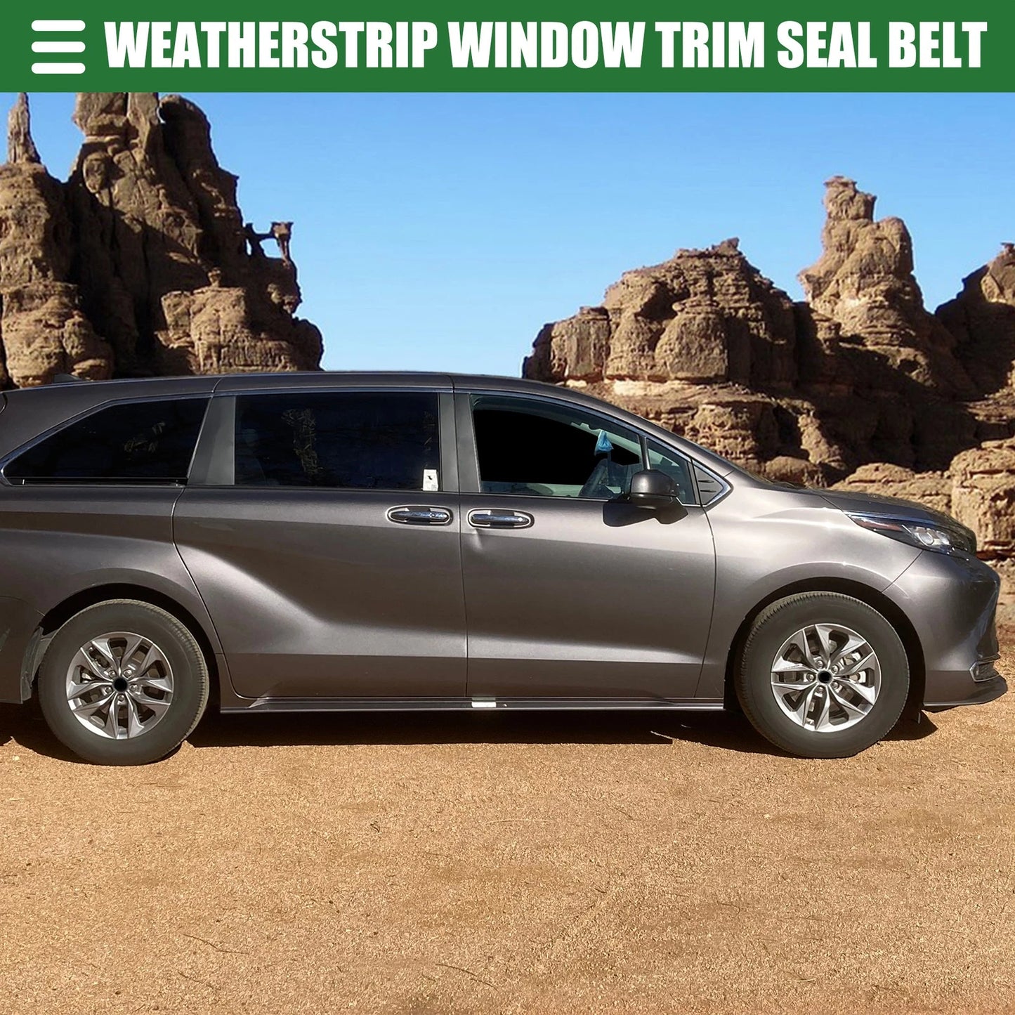 Rear Right Door Window Belt Weatherstrip for Toyota Sienna (2011-2020) Black