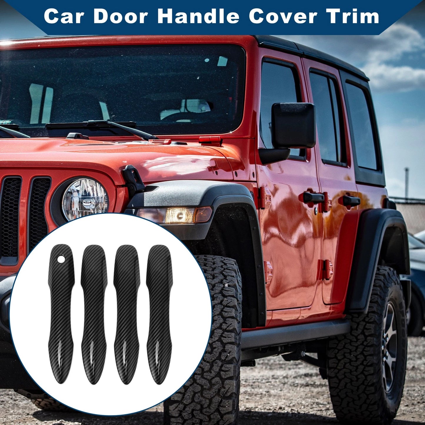Door Handle Cover Trim Carbon Fiber Black for Toyota Camry (2018–2024)