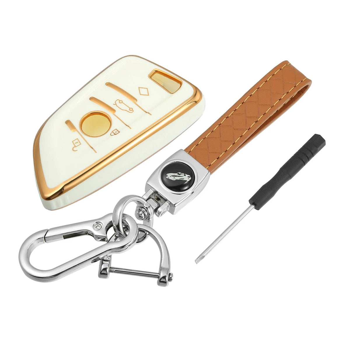 Key Fob Remote for BMW 1-7 Series X1 TPU with Keychain White