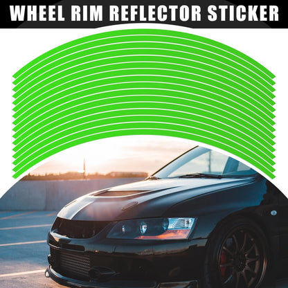16pcs 17in Wheel Rim Sticker Stripe Reflector Green for Motorcycle Car Bike