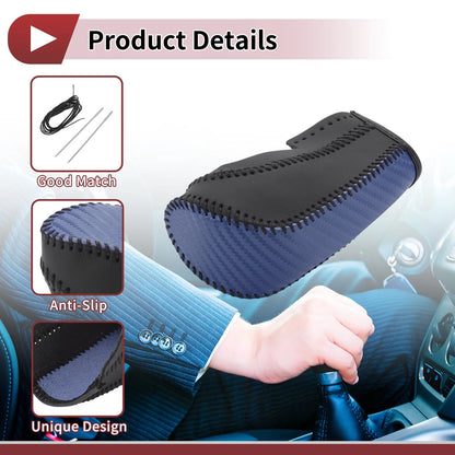 Car Gear Shift Knob Cover for Ford Fiesta (2009-2012) Black Blue Faux Leather