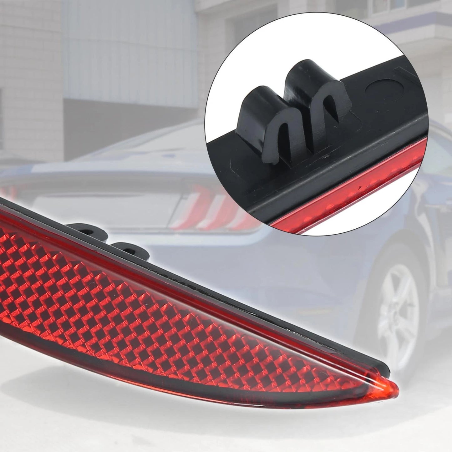 2 x Bumper Reflector Stickers for Ford Mustang (2015-2017) Red