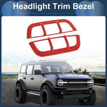 Headlight Trim Bezels for Ford Bronco (Red) - 2 x Front Left & Right