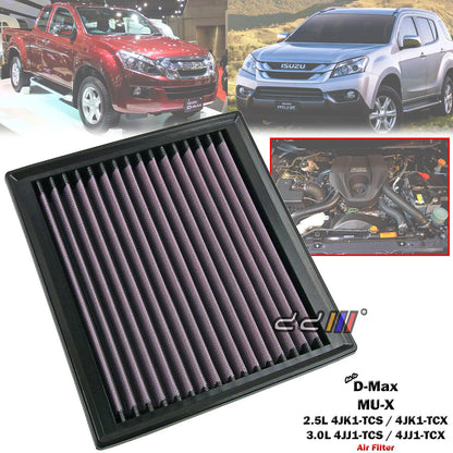 High Flow Air Filter Kit for Isuzu D-Max MU-X 2.5L 3.0L Diesel (2012-2020)