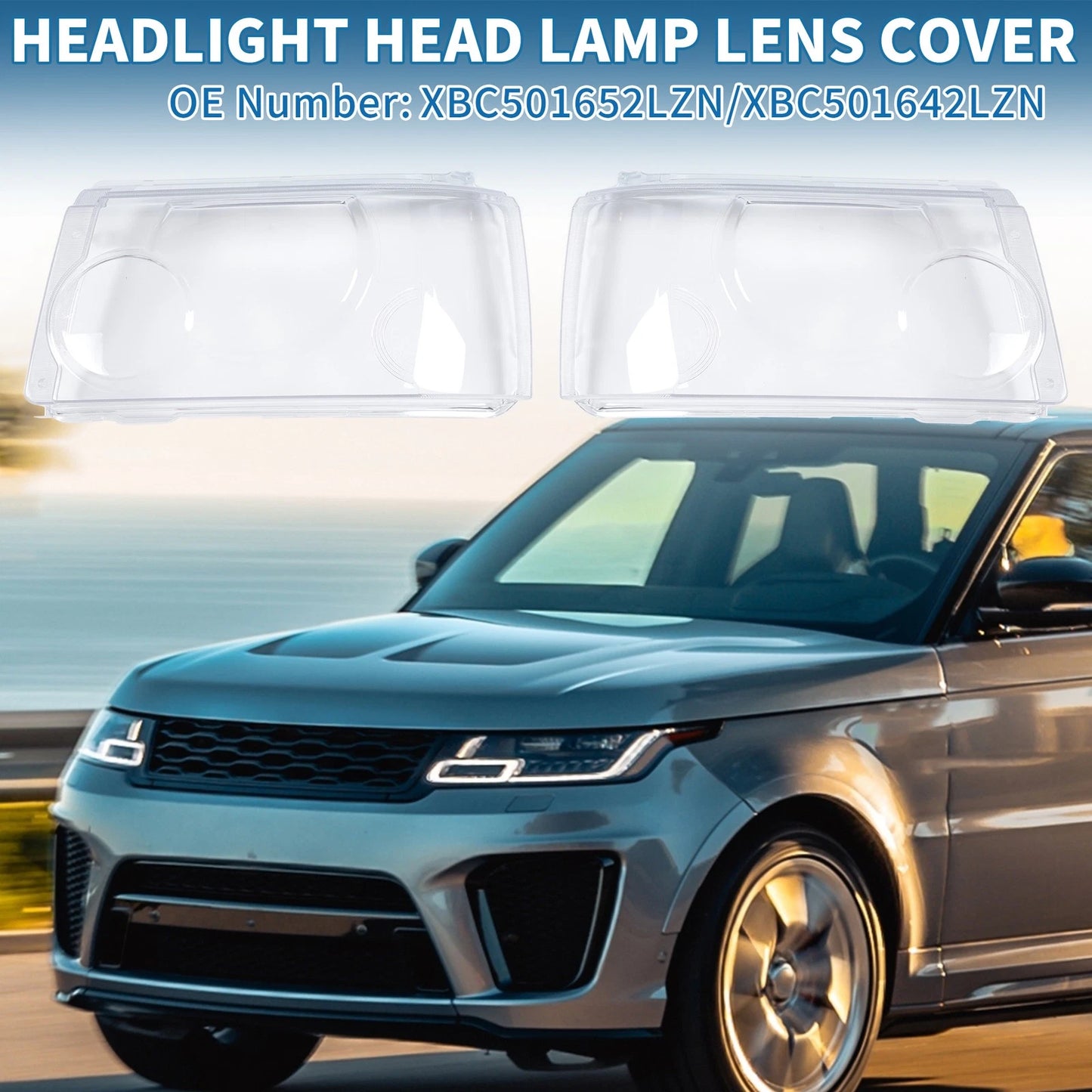 Front Left Right Headlight Lens Covers for Land Rover Range Rover Sport (2006-2013)