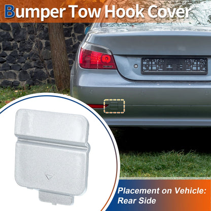 Rear Tow Hook Cover for BMW 525i 530i (2001-2007) Silver Tone