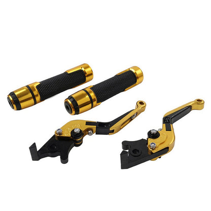 Gold Extendable Brake Clutch Levers & Handlebar Grips for Suzuki GSXS125