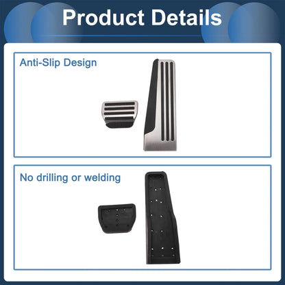 Foot Accelerator Pedal Covers for Infiniti G25 G35 G37 Q50 Q60 Silver Tone