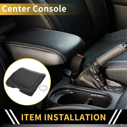 Center Console Armrest Cover for Dodge Ram Microfiber Leather Black