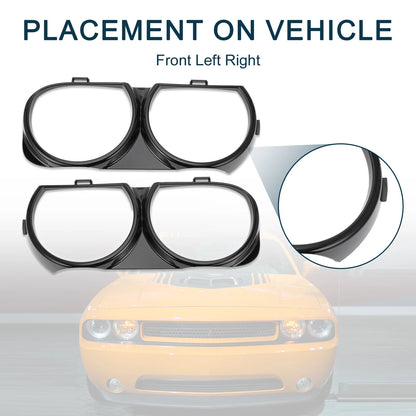1 Pair Front Headlight Trim Bezel for Dodge Challenger (2008 - 2014)