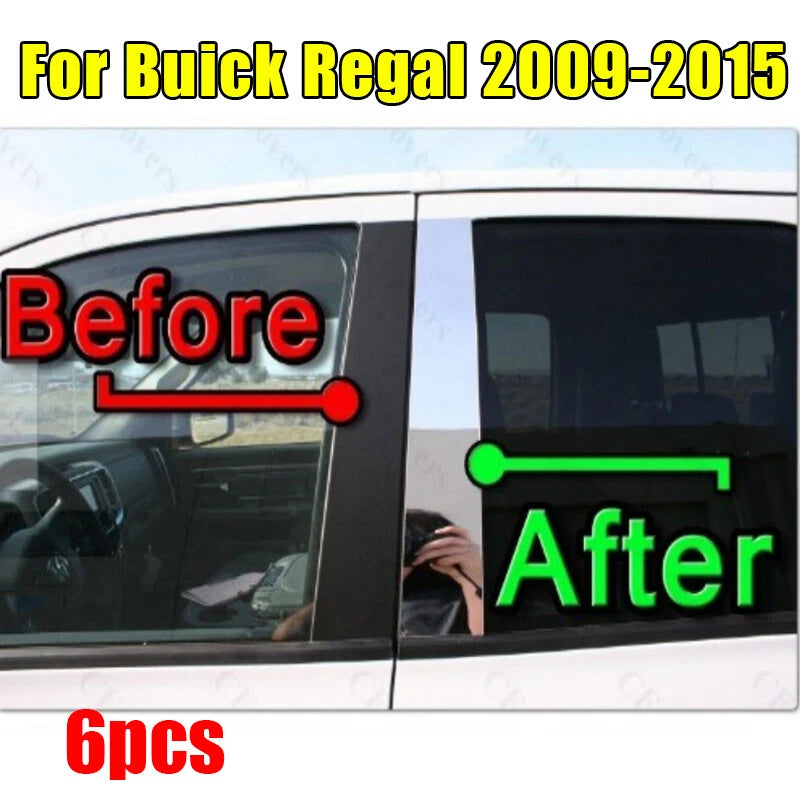 Pillar Trim Door Cover Mirrored Post / 6PCS Set / for Buick Regal (2009–2015)