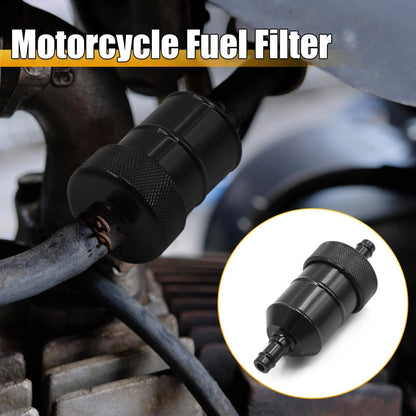 Hose 8mm Dia Aluminum Alloy Fuel Filter Cleaner Black for Motorcycle
