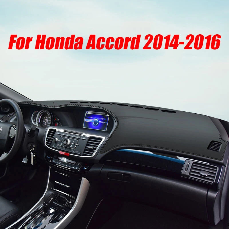 Black Leather Dashboard Cover Pad Mat for Honda Accord (2014–2016)