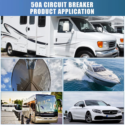 Waterproof 50A / 12V-48VDC / Circuit Breaker for Automotive RV Marine