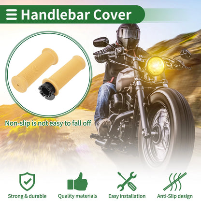 7/8" 22mm Motorcycle Hand Grips Covers Yellow Thread Pattern