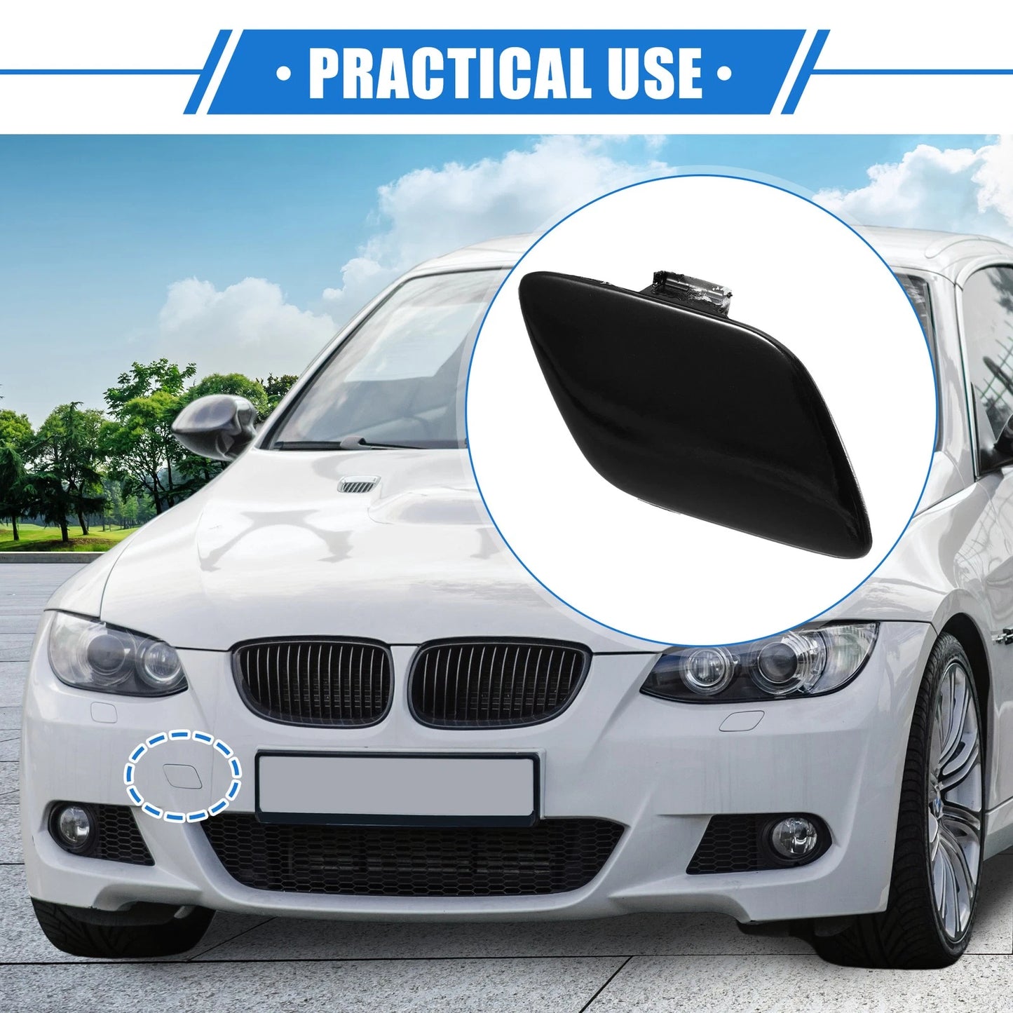 Tow Hook Eye Hole Cover for BMW E93 2007-2010 Black Front Right