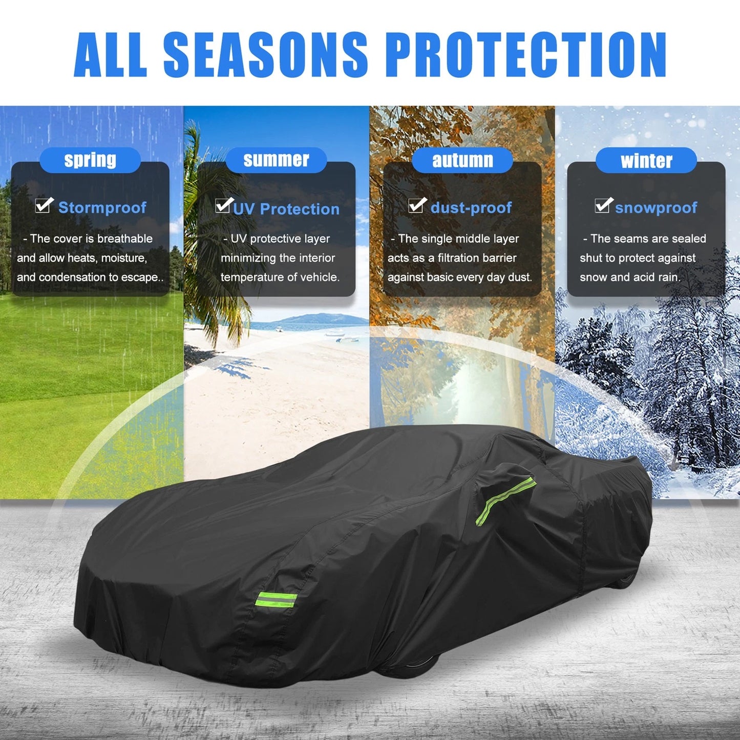 Waterproof Car Cover for Chevrolet Corvette C4 Black with Zipper (1984-1996)
