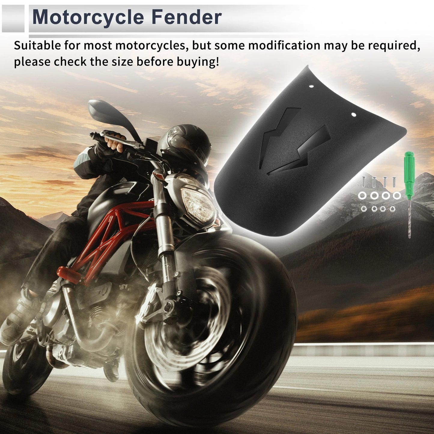 Motorcycle Fender Front Splash Guard 1 Set Black 03 22x11cm for Motorcycle